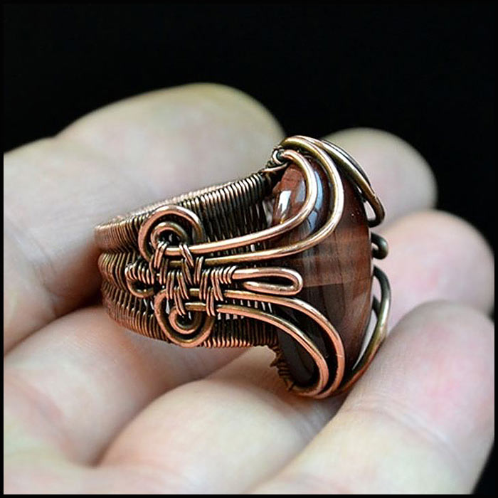 кольца из проволоки и камней в технике wire wrap