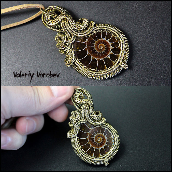 Украшения из проволоки и аммонита Валерия Воробьева
