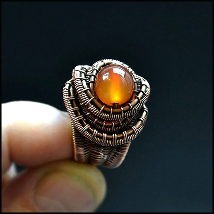 кольца из проволоки и камней в технике wire wrap