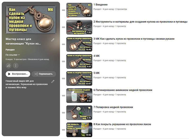 Кулон из медной проволоки и пуговицы