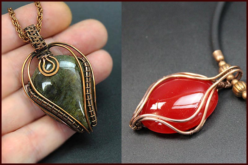 Кулоны ручной работы из проволоки и камней